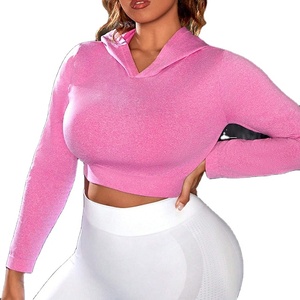 Femmes Crop Top Dames Surdimensionné Court Conception Personnalisée Crop En Gros Demi Manches Goutte Épaule Femmes Crop Tops Hoodies - Product Image 1