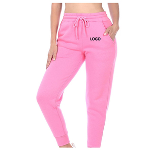 Hot Selling Stretch French Terry Fleece Cotton <b>Women</b> <b>Sweatpants</b> Baggy Flare Stacked Solid Brown Color Breathable Plus Size Loose - Product Image 3