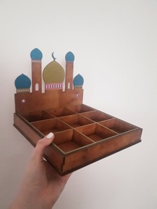 Bandeja de Ramadán de columna de estilo mezquita con elegante diseño islámico perfecto para Iftar fechas dulces té y decoración festiva de mesa - Product Image 4