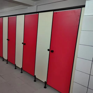 Tablero impermeable antiincendios HPL rojo personalizado, diseño moderno de calidad fuerte, accesorios de partición para cubículo de baño de Hospital - Product Image 1