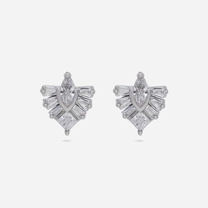 92.5 <b>Silver</b> <b>Stud</b> <b>Earrings</b> Gold Plating Geometric Heart-shaped Design Featuring Marquise Cut Pearl Stylish for Wedding Engagement - Product Image 4