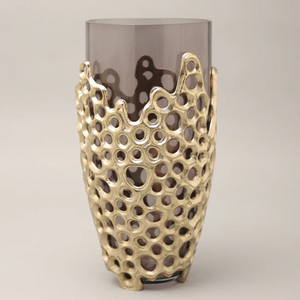 Ensemble de vases à fleurs en métal artistique de haut niveau, luxe léger, design irrégulier, décorations pour l'arrangement floral pour le salon - Product Image 6