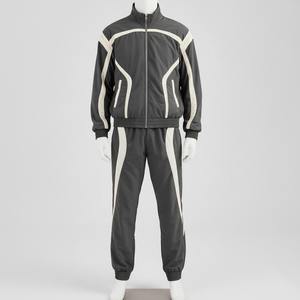 Ensemble de survêtement streetwear pour homme, coupe ample, respirant, brodé, tissé, zippé, coupe-vent, grande taille, personnalisé, pour l'hiver - Product Image 2