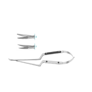 Tijeras Microquirúrgicas Curvas hacia Abajo de 210 mm (8 1/4 Pulgadas) con Longitud de Trabajo de 90 mm, Características Afiladas y Roma - Product Image 1