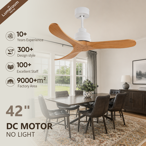 42 Inch Ceiling Fan Without <b>Light</b>, Solid Wood Blades, Downrod Mount, <b>Remote</b> <b>Control</b>, Sloped Ceiling Fan for Bedroom - Product Image 1