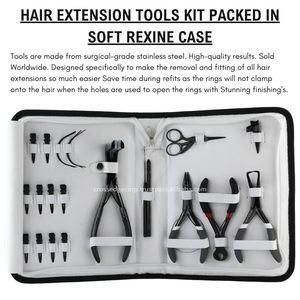 New Hair extension tools kit pressing tape in plier micro ring plier keratin bond cutter hair <b>clips</b> pulling <b>hook</b> thread snip - Product Image 5