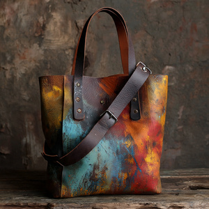 Imprimé peau de vache Shopping sac fourre-tout en cuir véritable fourre-tout sac à main dame femmes Sublimation sac fourre-tout mode toile grand sac à main - Product Image 3