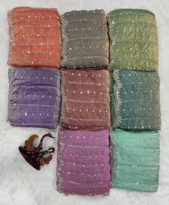 Magnifique sari en soie avec broderie de perles et de sequins, dernier modèle exclusif, élégant, chemisier ethnique, tenue de soirée chic, vêtements de mariée pour femmes - Product Image 2