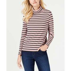 Maglione a Collo Alto a Righe Casual da Donna Charter Club, Vestibilità Ampia, Taglia XL, in Viscosa Lavorata a Maglia, Rosa, per Autunno e Primavera - Product Image 1