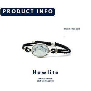 Pulsera de Plata 925 para Mujer, Ajustable, con Cristal de Lapislázuli, Elegante Brazalete con Cordón, Forma Redondeada |   OEM - Product Image 2