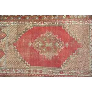 Alfombra de lana turca Vintage de 3,2x4,9 pies, área grande, tradicional, rojo, Beige, diseño de retazos, respaldo de látex de 10mm de espesor para pasillo - Product Image 5