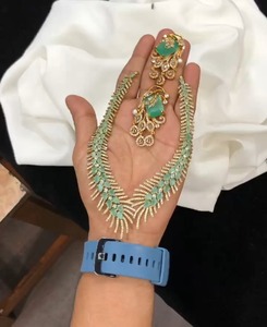 Elegant CZ Matte Finish Necklace <b>Set</b> <b>for</b> <b>Women</b> Traditional Designer Brass <b>Jewelry</b> with Earrings <b>for</b> Girls - Product Image 2