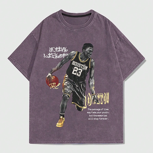 Camiseta clásica de algodón 100% de diseño personalizado para hombre, lavado ácido liso, transpirable, de gran tamaño, holgada, estilo Formal para Fitness - Product Image 3