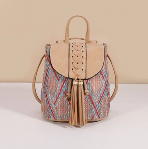 All-Season Bohemian Style Casual Everyday Use Women's <b>Messenger</b> <b>Bag</b> Tassel Backpack Thread Pattern Shoulder Handbag for <b>Ladies</b> - Product Image 3