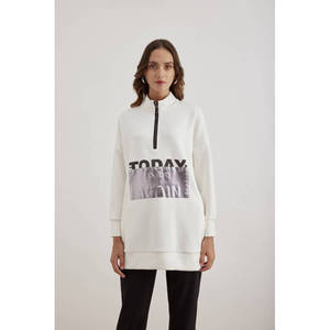 Blusa de Punto Estampada con Cierre de Cremallera, Estilo Casual para Primavera y Otoño - Product Image 3