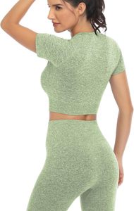 Ensemble de fitness pour femmes actives, taille haute, qualité supérieure, OEM personnalisé, vente en gros, leggings de yoga extensibles à taille élastique - Product Image 3