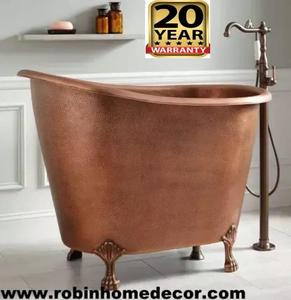 Baignoire en cuivre autoportante traditionnelle faite à la main avec baignoire Design de luxe à vendre en inde - Product Image 5