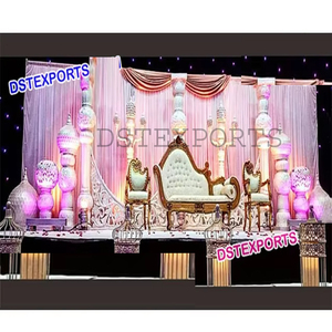 Décorations de scène de mariage marocaines modernes et professionnelles exclusives, scène de Walima musulmane glamour pour mariages en destination - Product Image 1