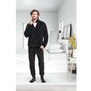 Veste d'hiver pour homme en sherpa polaire à col montant Parka décontractée pour affaires Couleur unie Toile imperméable Coupe-vent - Product Image 4