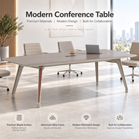 Table de conférence rectangulaire moderne, élégante, avec finition en bois de qualité supérieure pour salle de réunion professionnelle