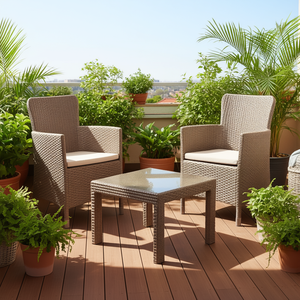 Conjunto de Muebles de Jardín Allibert SALVADOR para Balcón, 2 Plazas, Resina, Color Cappuccino, K219451 - Product Image 3