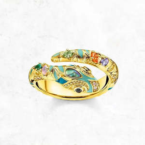 Anillo Serpiente Mágico Chapado en Oro Rosa y Rodio, Moderno y Elegante con Incrustaciones de Acero Inoxidable, Regalo Perfecto - Product Image 1