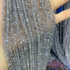 Micro-perles en pierres précieuses naturelles 3mm 4mm, Labradorite noire facettée flash, perles en vrac certifiées par un tiers pour stylos, 8,5'' - Product Image 4