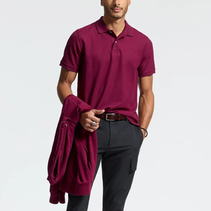 Artículo único 100% algodón para hombre Polo verano ropa casual color púrpura sólido transpirable cómodo Polo para hombre - Product Image 3