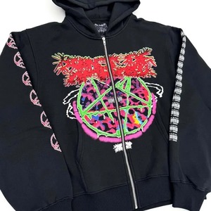 Retro moda Zip Up Hoodie estampado patrón Sudadera con capucha Y2k gótico calle ropa hombres y mujeres suelta Casual ropa deportiva K Pop ropa - Product Image 5