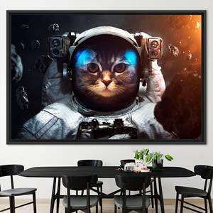 Obra de arte impresa en lienzo: diseño abstracto de gato para decoración de pared moderna, 1 pieza: con marco negro - Product Image 1