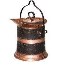 Grand seau à charbon en fer vintage pour le stockage de granulés de charbon de bois et de cendres de cheminée avec construction en métal durable