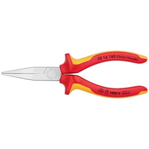 VDE-Certified <b>Long</b>-<b>Nose</b> Pliers 160mm Chrome-Plated Head Multi-Component Handles by for KNIPEX - Product Image 3
