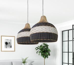 Lámpara Colgante Vintage de Ratán y Hierro Forjado, Hecha a Mano, con LED, Color y Tamaño Personalizables - Product Image 5