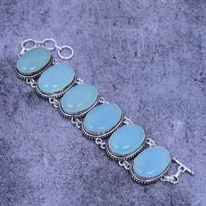 Personnalisé 925 Sterling Silver Rhodium Plaqué Main Designer Fine Jewelry Bracelet pour Femmes Naturel Aqua Fiançailles - Product Image 6