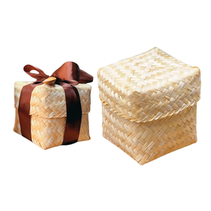 CESTAS DE BAMBÚ tejidas naturales de lujo Estilo rústico para embalaje de regalo y decoración de temporada Regalos de invitados de boda - Product Image 1