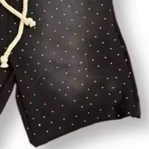 กางเกงขาสั้นผ้าคอตตอนสีจางพร้อมพลอยเทียมแบบลำลองทำจากผ้าฝ้ายคุณภาพสูงออกแบบได้ตามต้องการ - Product Image 4