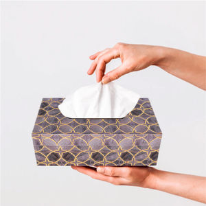 Pretend Wooden MDF <b>Tissue</b> Paper <b>Holder</b> <b>Box</b> Gold Printed with Glossy Finish for Home or Office - Product Image 1