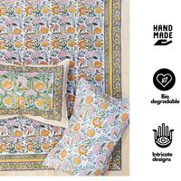 Ensemble de draps double d'été à fleurs légères 100% coton de haute qualité 220 TC jaune rose petit imprimé refroidissement écologique 3 pièces
