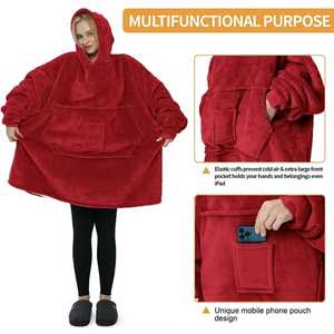 Pull confortable imprimé, pull léger pour femme, sweat à capuche, couverture surdimensionnée, sweat à capuche portable, pull avec manches - Product Image 2