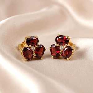 Mentor Gift Red <b>Garnet</b> Floral Post Stud <b>Earrings</b> 925 Sterling Silver January Birthstone Keepsake Thank You Present Idea Always - Product Image 2