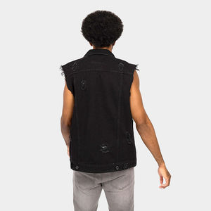 Chaleco Vaquero Desgastado de Alta Calidad para Hombre, Chaqueta Vaquera sin Mangas con Lavado Vintage para Ropa Urbana y Moda Casual - Product Image 4