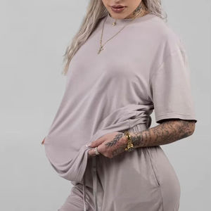 Ensemble 2 pièces pour femmes, t-shirt ample, yoga, pantalon court, fitness, respirant, séchage rapide, course à pied, sport - Product Image 4