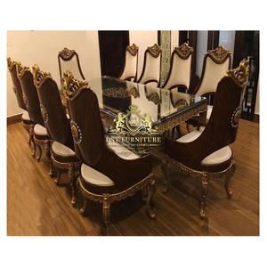 Bens — ensemble de Table à manger noire vintage, de luxe, style européen, 11 pièces, Table finition noire, Table moderne en bois sculpté - Product Image 1