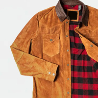 Veste en cuir suédé marron pour homme, style western traditionnel, en peau de mouton, vintage, à franges, chauffante, imperméable, respirante, prête pour l'hiver