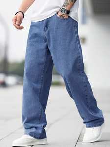 Jeans en jean ample de haute qualité à la mode pour hommes Baggy décontracté pantalon en denim de couleur bleue légère fabriqué au Bangladesh - Product Image 6
