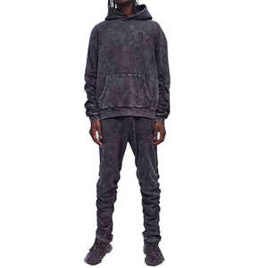 ชุดวอร์มผ้าคอตตอนหนา 400gsm คุณภาพสูง ล้างสีแบบแอซิดวอช มีฮู้ด ผลิตจากโรงงานโดยตรง รับทำโลโก้ตามสั่ง สำหรับผู้ชาย - Product Image 6