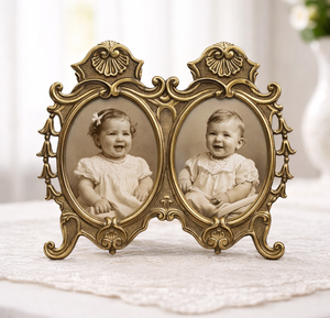 antique <b>double</b> <b>photo</b> <b>frame</b> vintage brass <b>photo</b> <b>frame</b> <b>double</b> oval picture <b>frame</b> antique style picture <b>frame</b> vintage tabletop - Product Image 2
