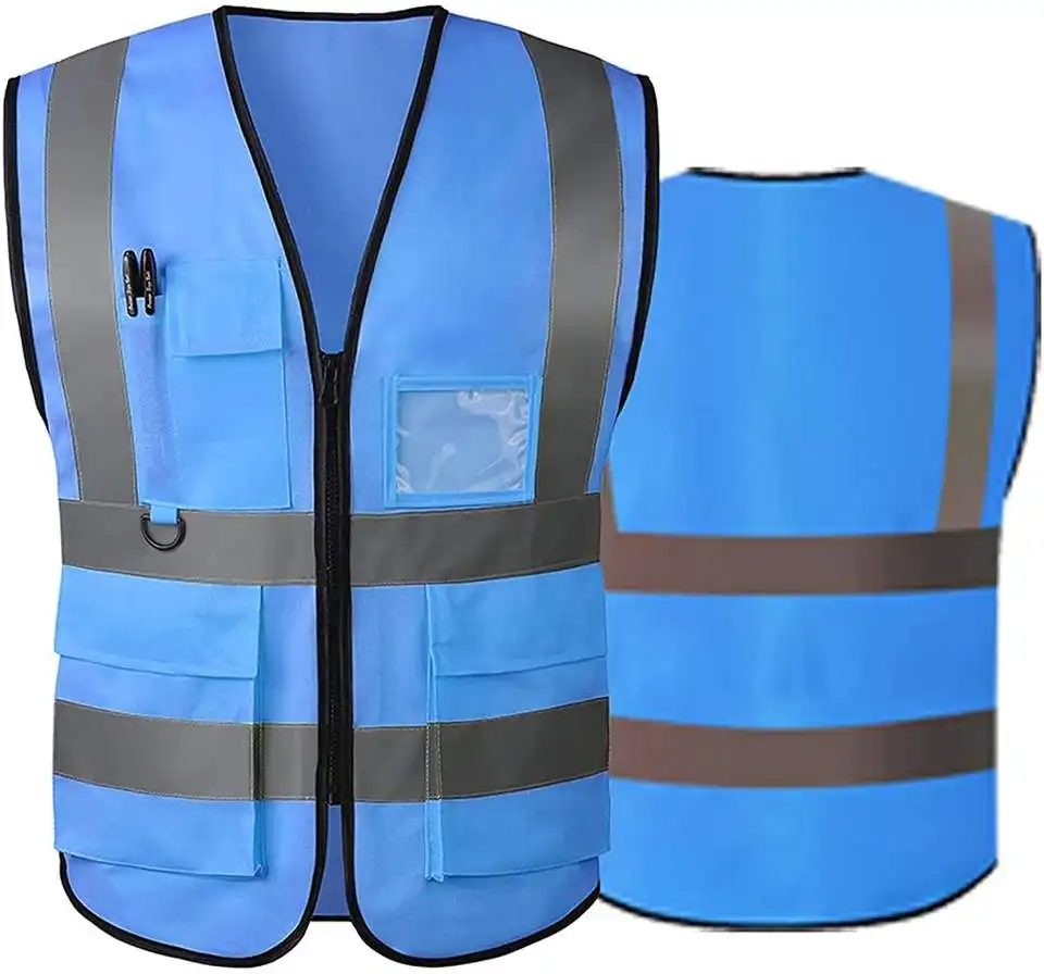 Hi Vis Workwear Reflektierende Weste Blaue Farbe Laufende Arbeits kleidung für Bau männer Bau arbeits kleidung Overalls Sicherheits westen