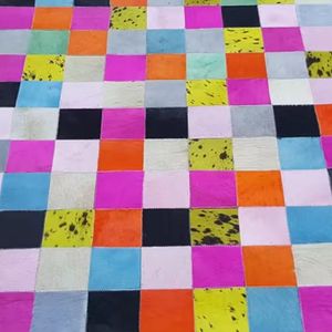 Haute qualité 100% authentique tapis en peau de vache naturelle moderne brodé cousu peau de vache tapis en cuir pour les maisons élégantes - Product Image 2