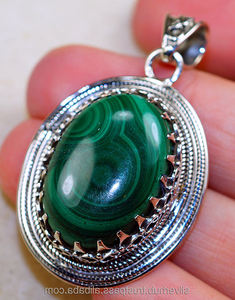 Pendentif en argent sterling 925, pierre précieuse naturelle de malachite de haute qualité, design unique, magnifique pour toutes les occasions, pendentifs et breloques raffinés - Product Image 3
